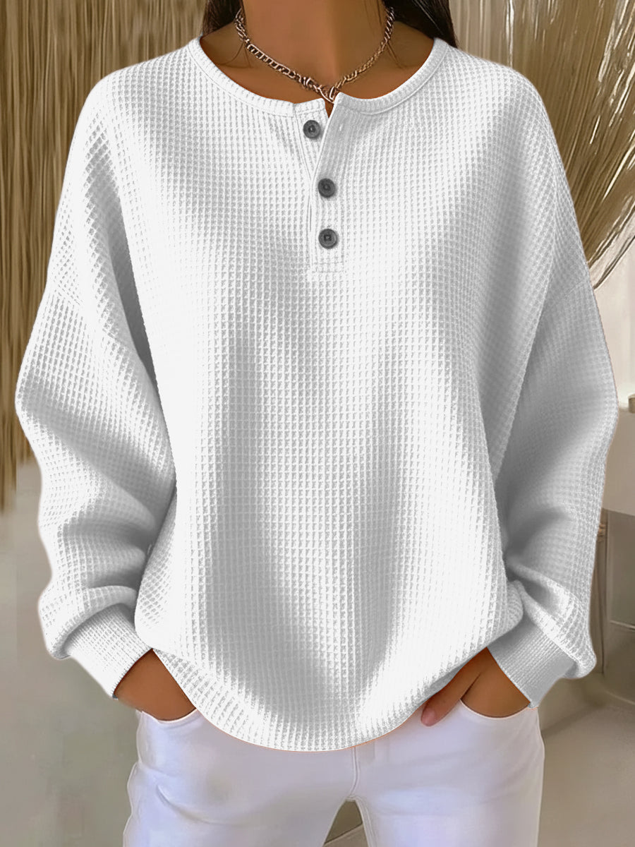 Annelie™ | Stilren Henley-blus med mjuk känsla