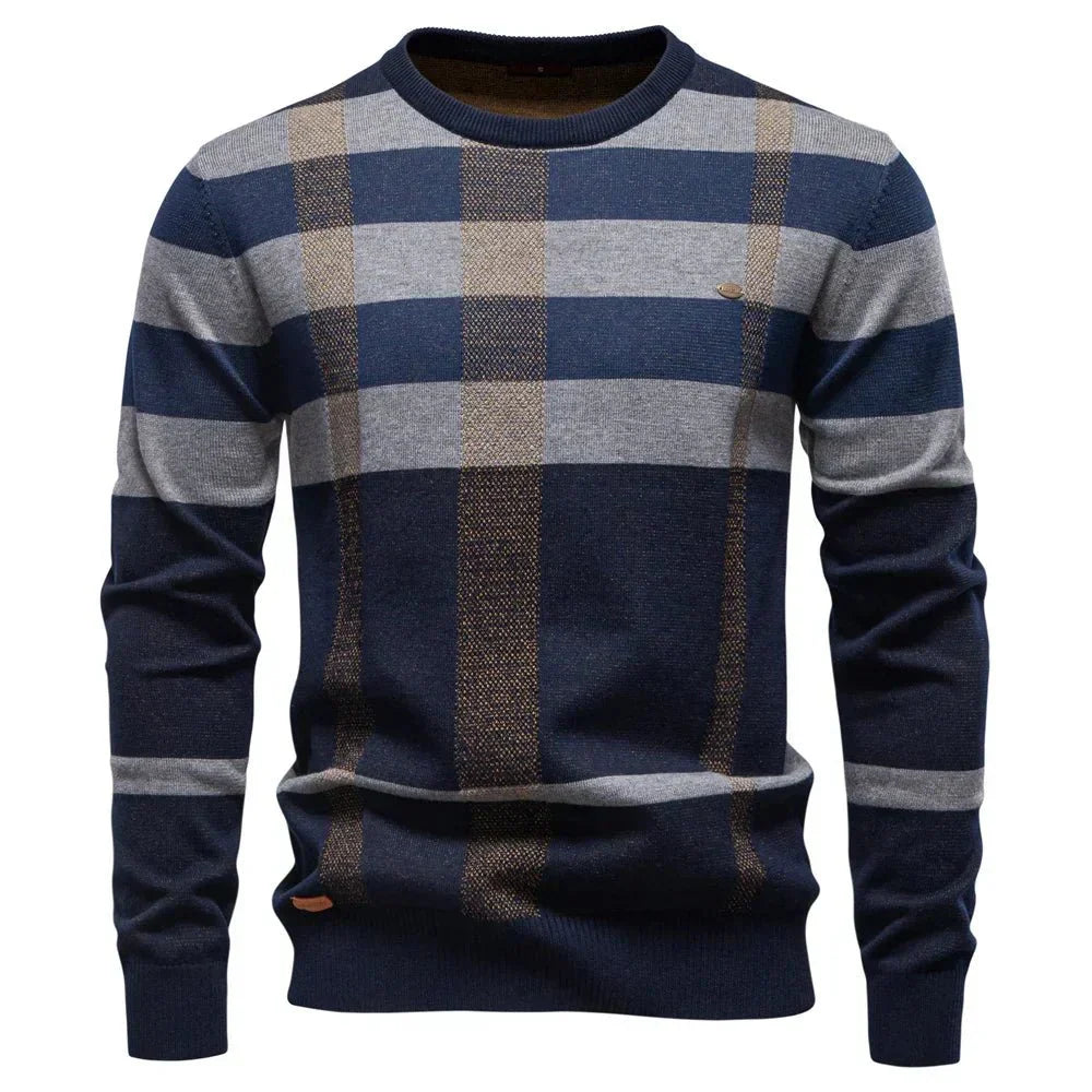 Rosenfeld | Stickad Herrpullover med Rutmönster